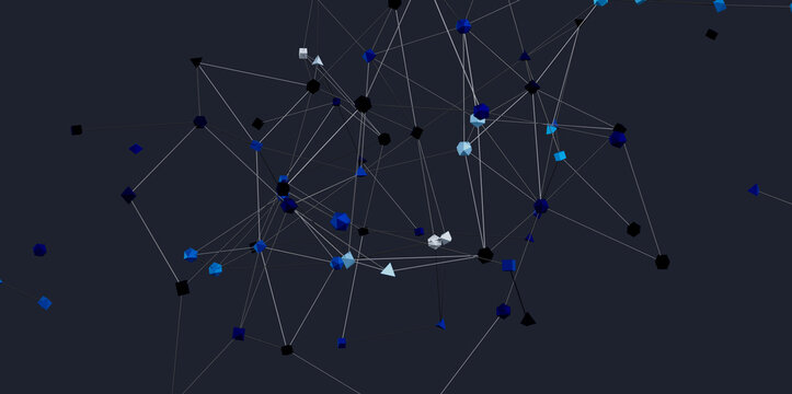 3D rendering of a complex network, ideal for technology, connection, and data concepts.