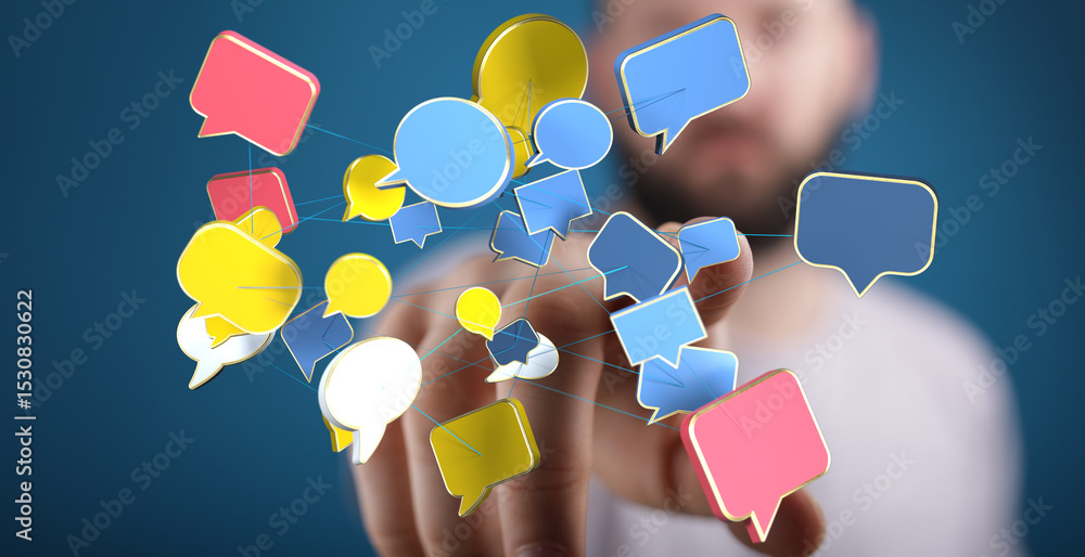 Fototapete abstract image of interconnected speech bubbles, symbolizing communication and networking.