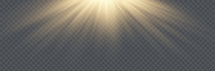 White glowing light explodes on a transparent background. Vector illustration of light decoration effect with ray.