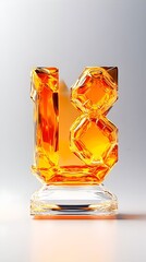 Amber glass number 18, studio shot, light background, award