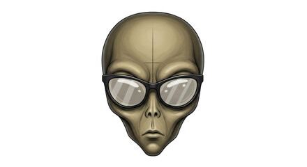 Isolated Alien with Glasses