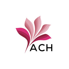 Obraz premium ACH Abstract Pink Floral Logo Design – Modern Petal Icon for Beauty, ACH Later logo, Spa, and Wellness Branding 