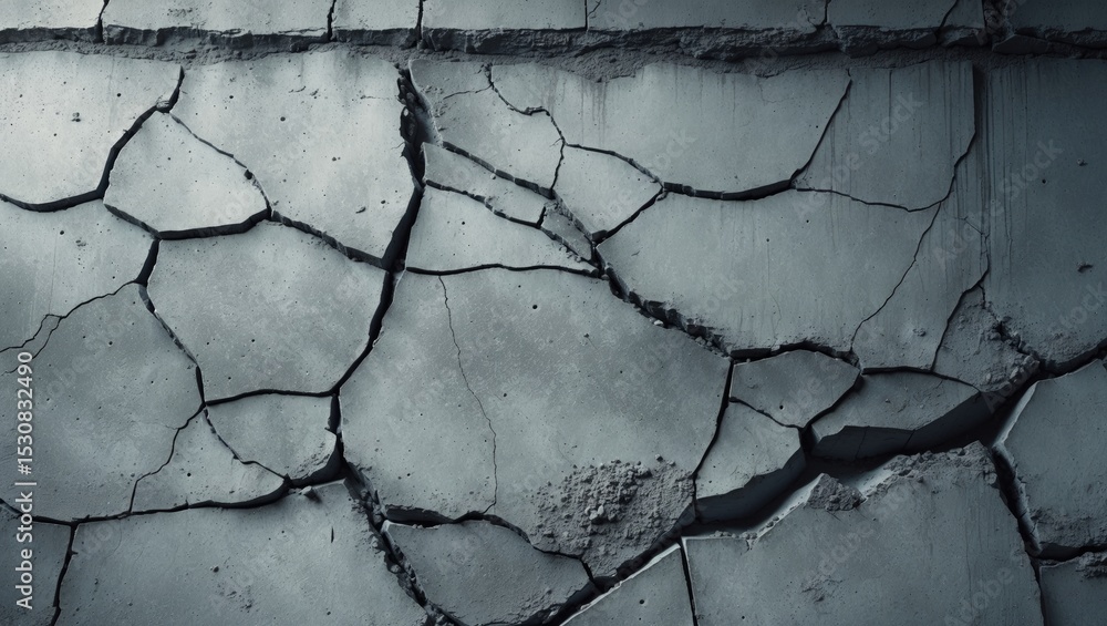 Poster cracked concrete texture showing surface deterioration and pattern variation.