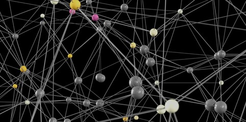 Complex network visualization.  Great for tech, AI, or communication concepts.