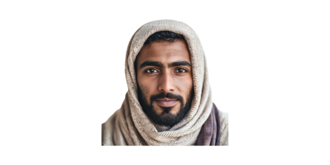 Portrait Of A Man In Traditional Headscarf. Cultural Heritage And Identity Isolated On Transparent Background