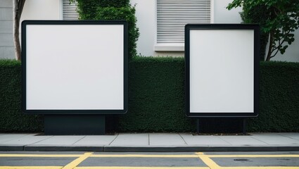 Two large-format billboards positioned side by side along a street in Ticino, Lugano, Switzerland.