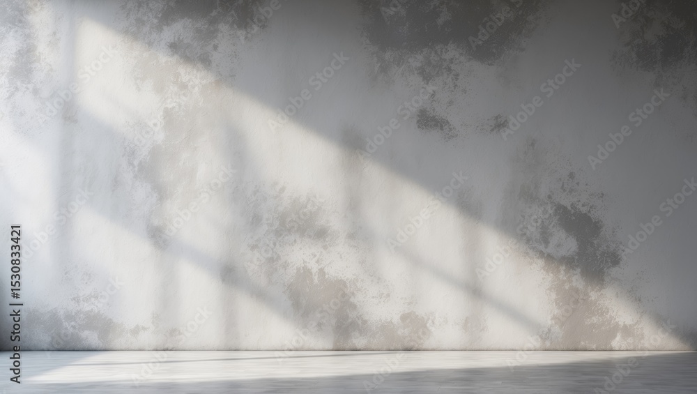 Poster a minimalist wall texture featuring white paint and subtle gray patches, providing a rustic, weather