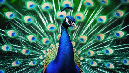 A vibrant peacock with brilliant plumage.