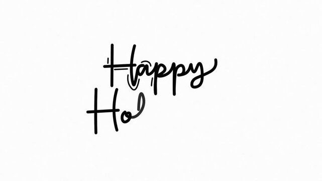 Hand drawn calligraphy monoline vintage text happy holiday on background. Calligraphy lettering animation for Day, video Full HD, One line continuous animated typography celebration greetings invitate