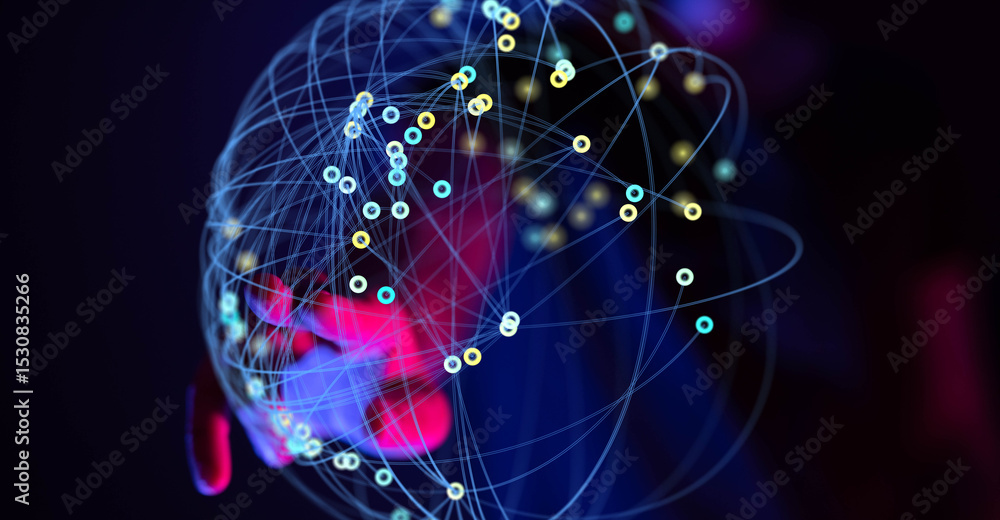 Aufkleber Abstract image depicting a network of connections, data flow, and global communication.