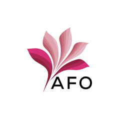 AFO Abstract Pink Floral Logo Design – Modern Petal Icon for Beauty, AFO Later logo,  Spa, and Wellness Branding
