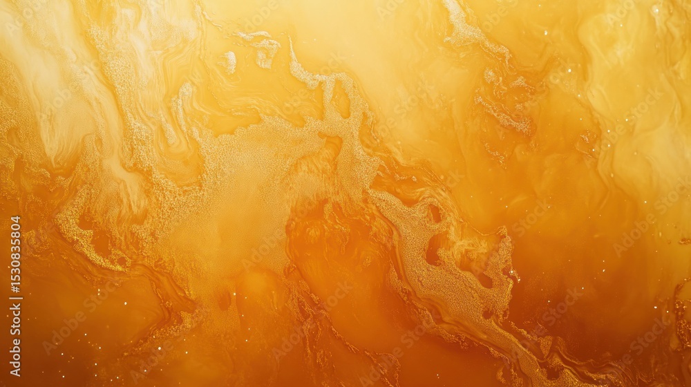 Poster swirling golden abstract texture with fluid marble patterns resembling planetary surface. vibrant an