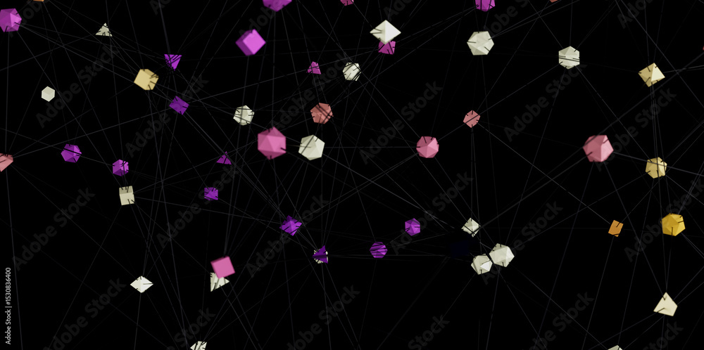 Aufkleber colorful geometric shapes connected by lines. perfect for tech, network, or connection concepts.