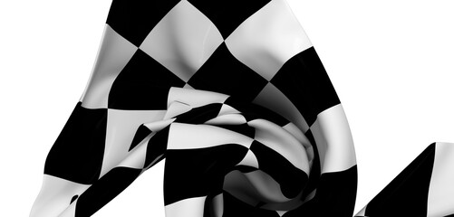 Close-up of a flowing checkered flag, perfect for racing, sports, or competition themes.