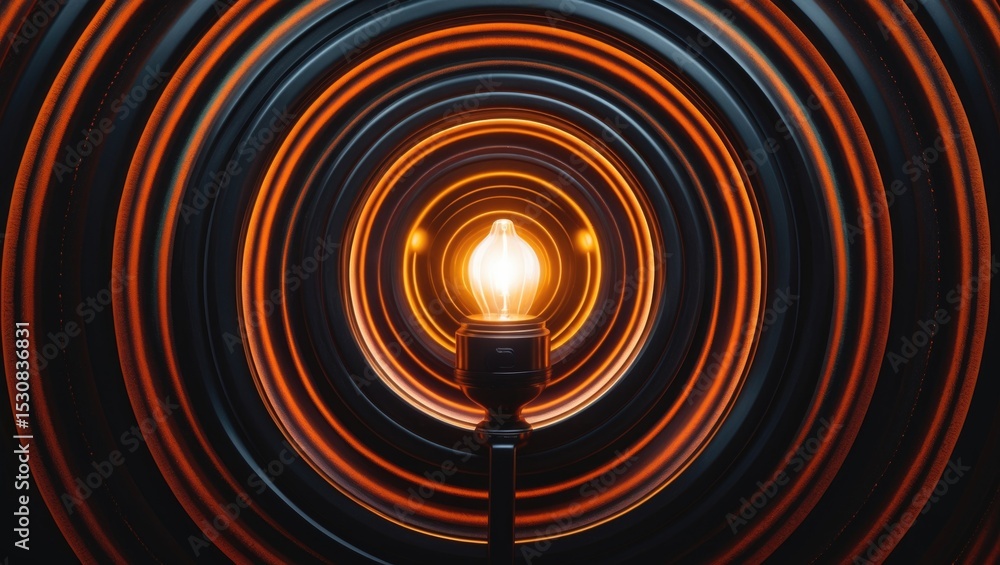 Poster a concentric light illuminating the surface pattern of the lamp, with a background that enhances the