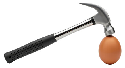 Isolated Hammer Hitting Egg