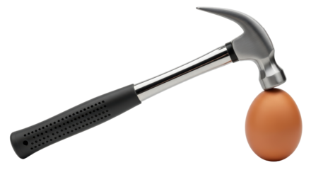 Isolated Hammer Hitting Egg