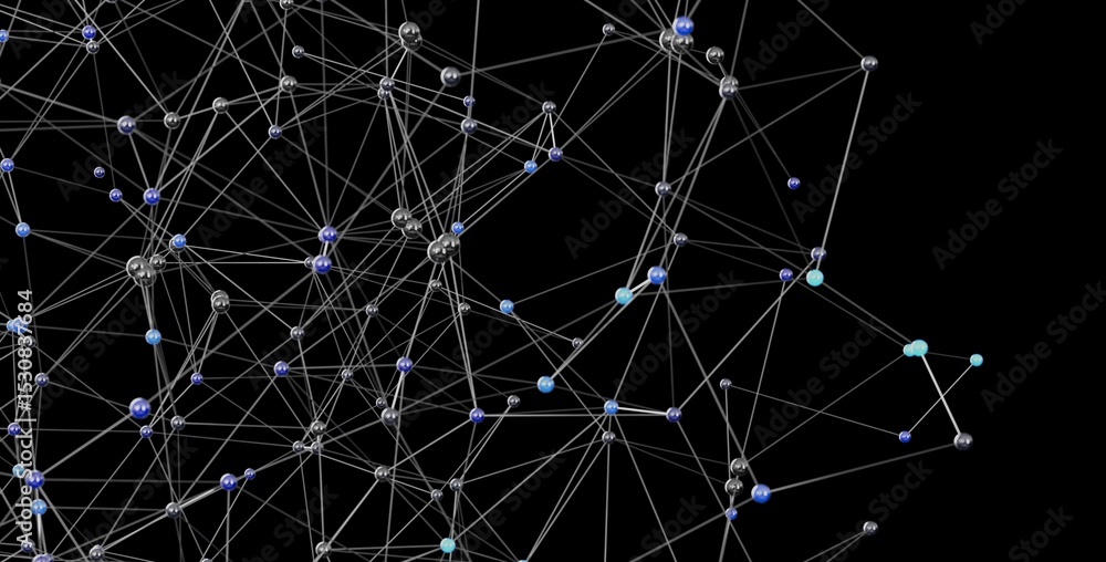 Aufkleber Abstract 3D rendering of a complex network. Ideal for technology, connection, and global concepts.