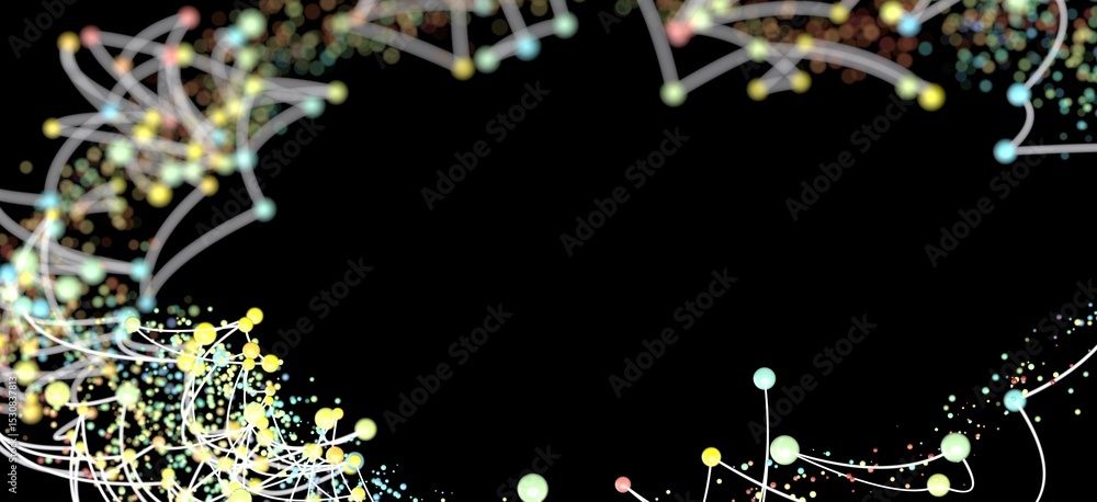 Poster Abstract background with colorful nodes and connections. Perfect for technology, network, or connection concepts.