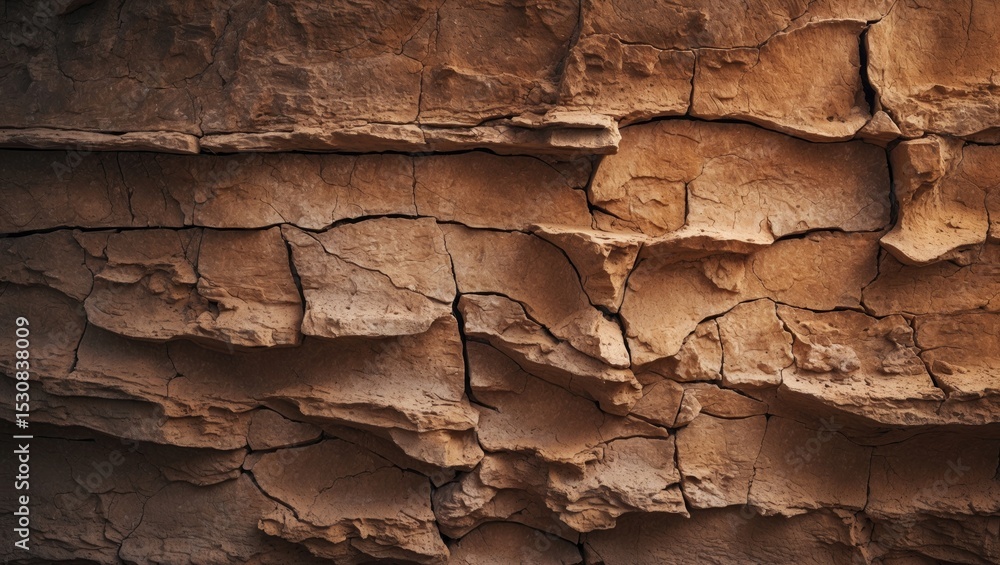 Poster a detailed close-up of a textured wall with cracks in a deep brown tone, showcasing rustic charm. pe
