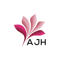 AJH Abstract Pink Floral Logo Design – Modern Petal Icon for Beauty, AJH Later logo Spa, and Wellness Branding
