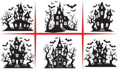Obraz premium Spooky Haunted House Silhouettes