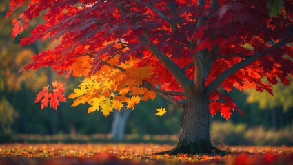 A Chinese maple tree displaying vibrant fall colors.