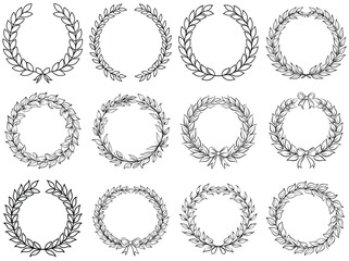 Obraz premium Wreaths outline vector illustration isolated on white background.