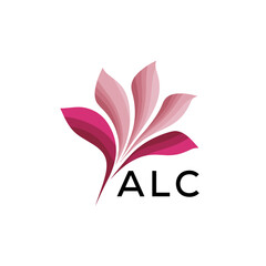 Obraz premium ALC Abstract Pink Floral Logo Design – Modern Petal Icon for Beauty, ALC Later logo Spa, and Wellness Branding 