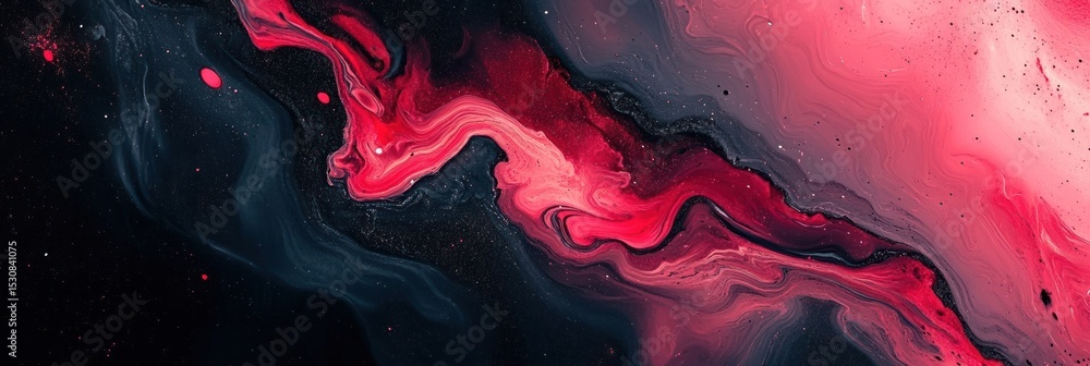 Poster vibrant abstract painting with swirling red and black hues creating dynamic wave effect. modern art 