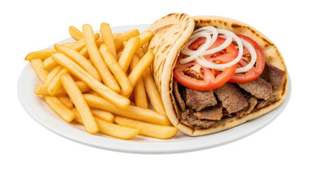 Isolated Gyros and Fries on Plate