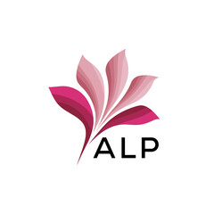ALP Abstract Pink Floral Logo Design – Modern Petal Icon for Beauty, ALP Later logo Spa, and Wellness Branding
