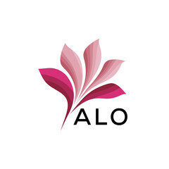 ALO Abstract Pink Floral Logo Design – Modern Petal Icon for Beauty, ALO Later logo Spa, and Wellness Branding
