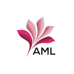 AML Abstract Pink Floral Logo Design – Modern Petal Icon for Beauty, AML Later logo Spa, and Wellness Branding
