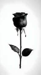 Black rose studio shot, simple background, elegant floral design