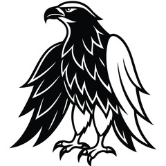 Bold eagle strikes a majestic pose with intricate wing and feather details evident