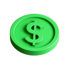 Obraz premium Vibrant Green Dollar Coin Isolated On Transparent Background Scene