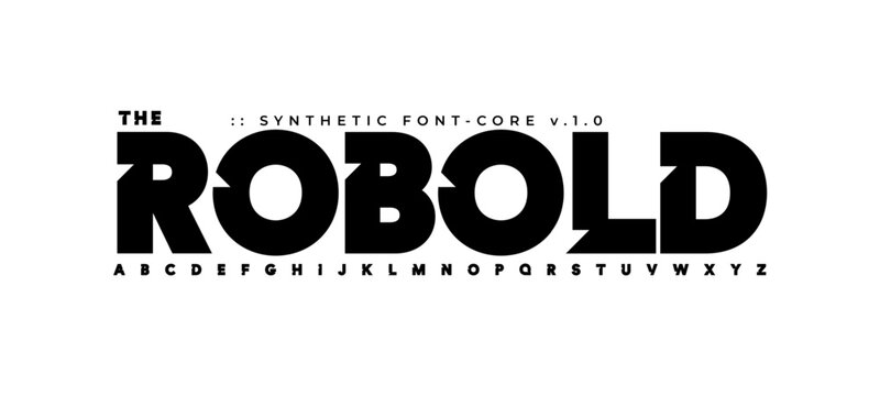 Sharp bold font, modern heavy alphabet, robotic techno typeface for AI logo branding, machine headline style, futuristic cyber typography, digital futuristic typographic design. Vector typeset