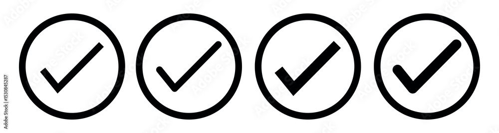 Poster black check mark icon vector set. black tick check mark icon. set of black check mark isolated vecto