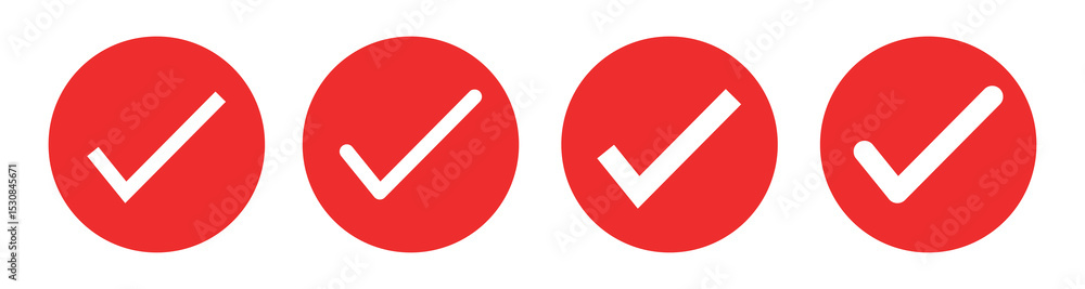 Aufkleber check mark vector icon set. correct or right tick mark sign. red checkmark for checklist. accept and