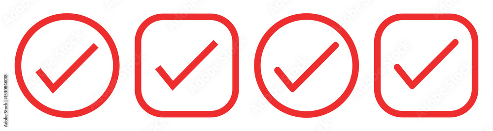 Fototapete check mark vector icon set. correct or right tick mark sign. red checkmark for checklist. accept and
