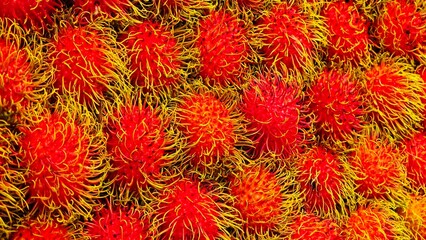 The Pile of Rambutan in the Market.