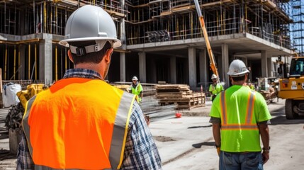 Construction workers on a building site