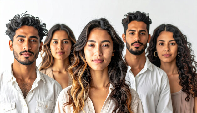 Un grupo de personas formando equipo de trabajo o empresa con una mujer directora  al frente