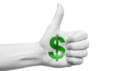 Isolated Thumb Up with Dollar Sign