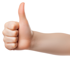 PNG Kid hand showing thumb up finger white background technology.