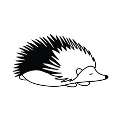 hedgehog black and white silhouette