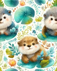 Cute woodland creatures on a vibrant background.