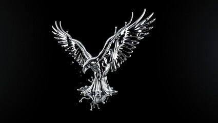 Eagle in Mid-Flight Created with Water Droplets