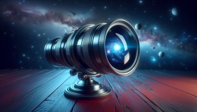 A telescope lens grown from a single crystal magnifying galaxies